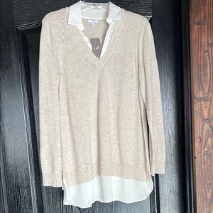 J. Jill Cream V-Neck Sweater with Relaxed Fit